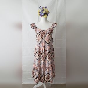 LUXOLOGY Ruffle Sleeve Middle Dress